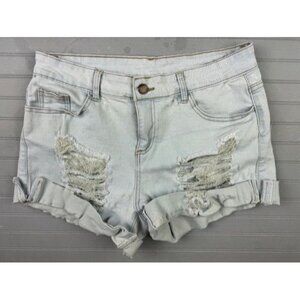 Roswear Size L (12-14) Womens Shorts Denim Jean Light Wash Distress Rip …